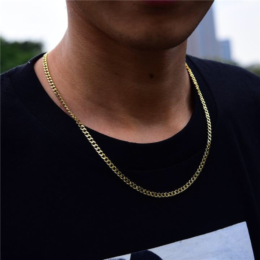 3MM micro cuban chain in yellow gold